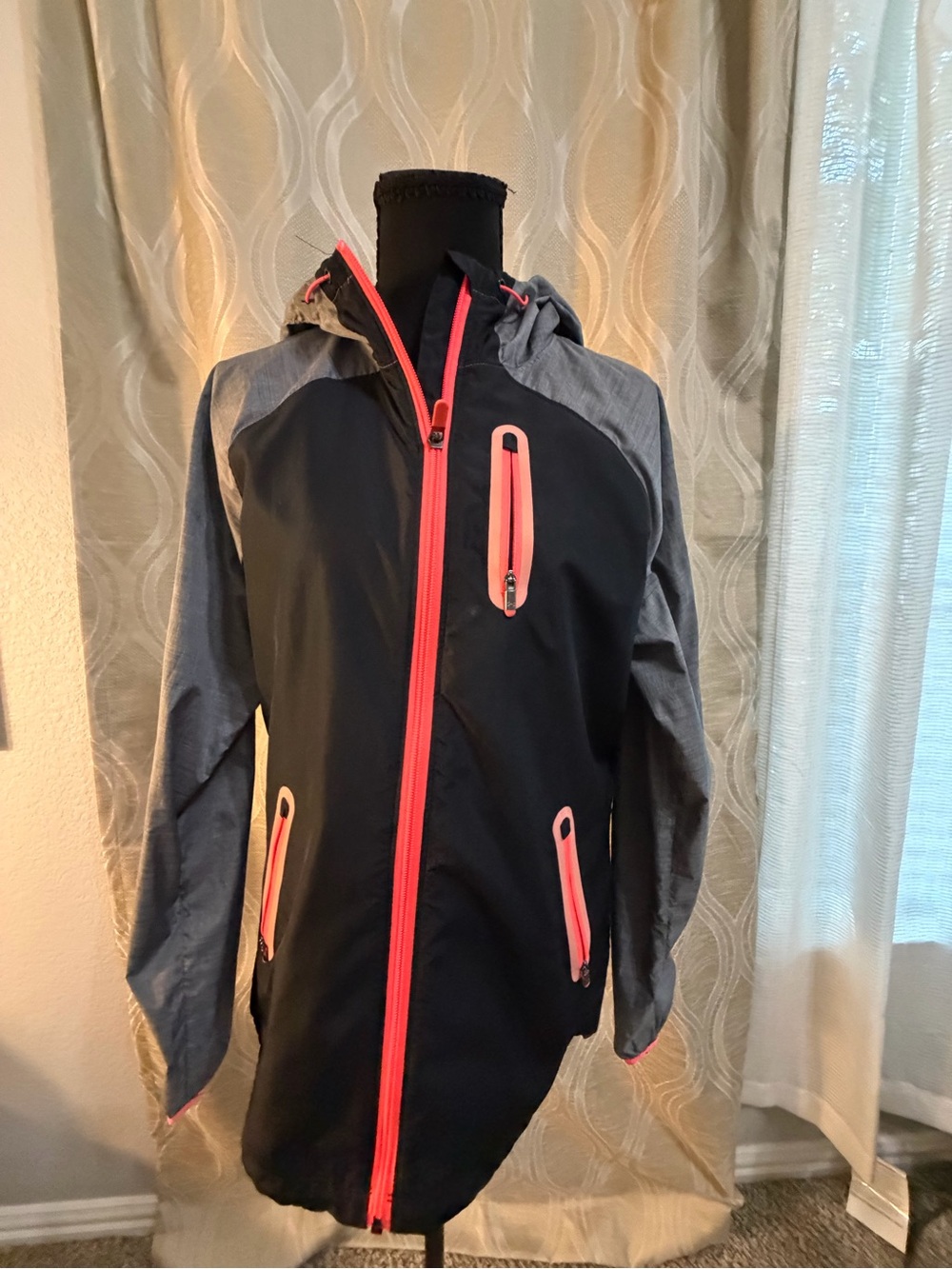 Underarmour Black & Gray Hooded Jacket with Pink Accents